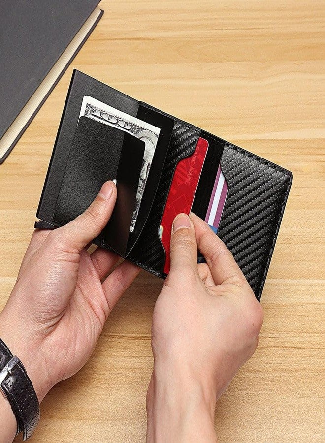 Maxbell Automatic Pop-Up Card Holder with Money Pocket - Slim RFID Blocking Wallet for Men & Women (Black) - Image 3